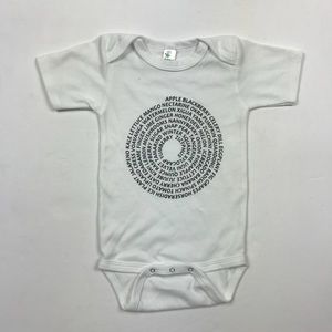 White Fruits and Veggies Spiral Graphic Onesie